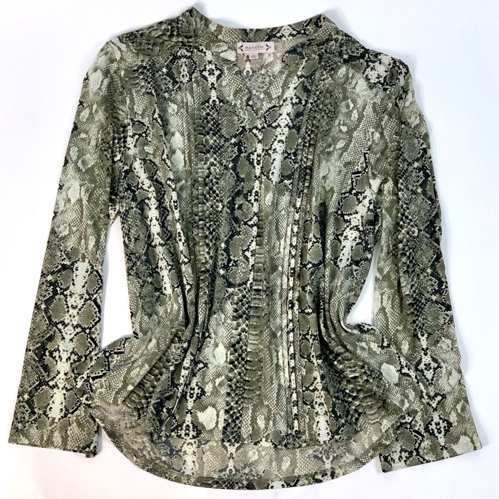 Nanette Lepore Snake Pleated Popover Top XL